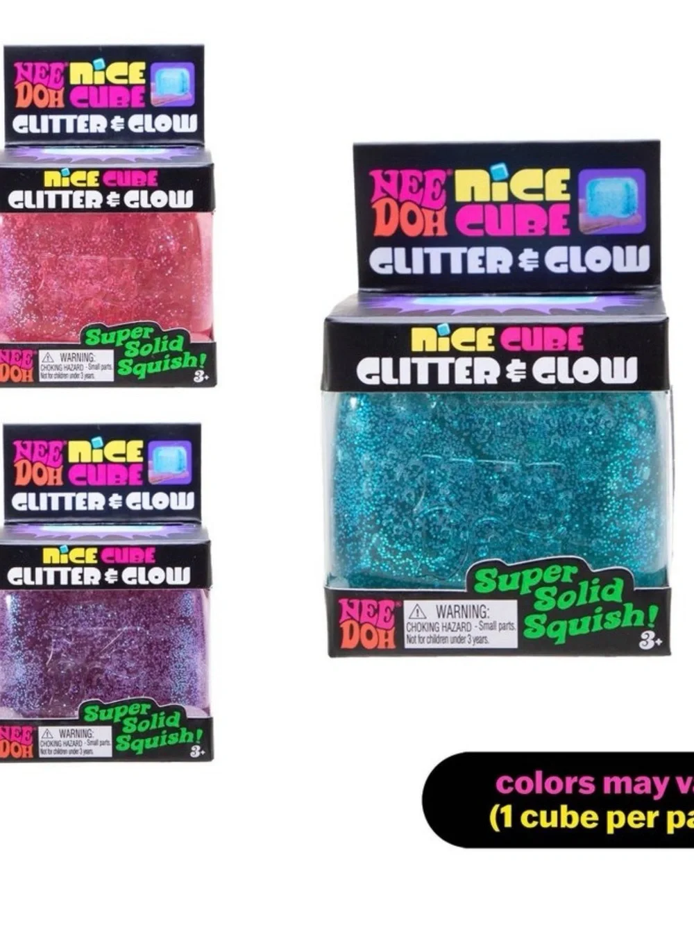 NeeDoh Nice Cube Glitter and Glow (Colors May Vary)